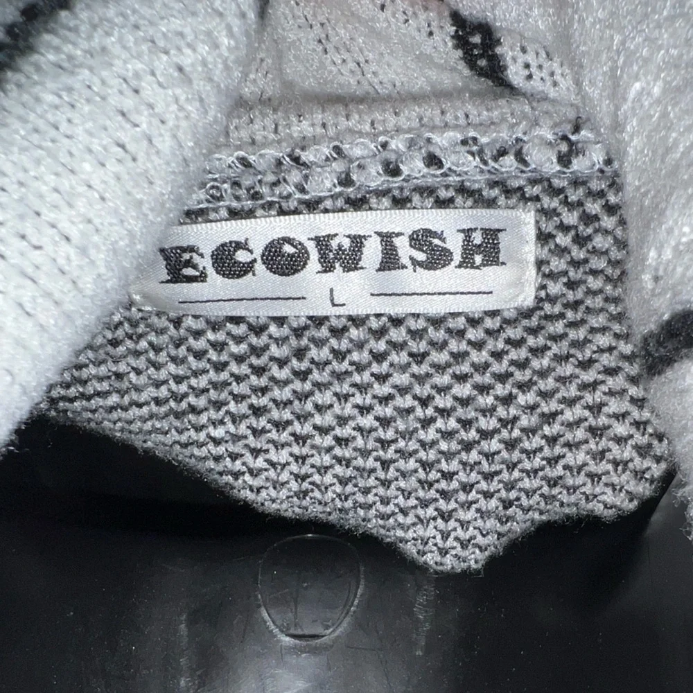 Ecowish White & Black Striped Turtleneck Long Sleeve Relaxed Fit Sweater Size L - Picture 9 of 9